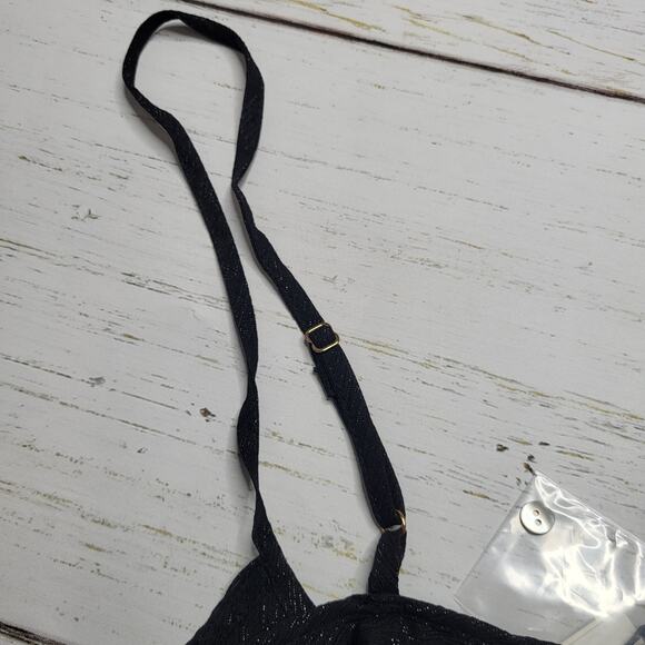 Rumored Tango Tank Top Black Shimmer  Ruffle Flounce Spaghetti Strap Medium - Picture 7 of 9